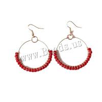 Zinc Alloy Drop Earrings with Glass Beads gold color plated fashion jewelry & for woman 48mm Sold By Pair