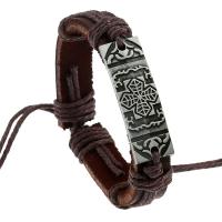 Cowhide Bracelet, with Linen & Tibetan Style, handmade, fashion jewelry & Unisex, brown, 12mm, Sold By PC