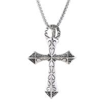 Zinc Alloy Jewelry Necklace Cross silver color plated fashion jewelry & Unisex silver color Length 70 cm Sold By PC