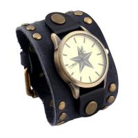 Unisex Wrist Watch, Cowhide, with Glass & Tibetan Style, handmade, fashion jewelry, more colors for choice, 52mm, Length:24 cm, Sold By PC
