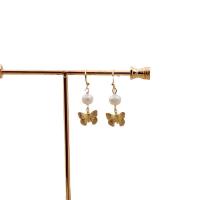 淡水真珠のイヤリング, 銅, とともに 天然有核フレッシュウォーターパール, 純正ゴールド, ファッションジュエリー & 女性用, 無色, Ear hook:3.2cm,Stud ear rings:5.3cm, 売り手 ペア