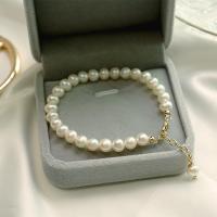 Bracelet en perles de culture d'eau douce, laiton, avec perle d'eau douce cultivée, avec 3.5cm chaînes de rallonge, Placage de couleur d'or, bijoux de mode & pour femme, deux couleurs différentes, Vendu par 16 cm brin