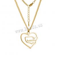 Stainless Steel Jewelry Necklace 304 Stainless Steel with 5cm extender chain Heart Vacuum Ion Plating fashion jewelry & for woman & hollow Length 45 cm Sold By PC