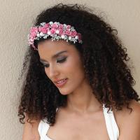 Haarreif, Stoff, mit ABS-Kunststoff-Perlen & Zinklegierung, Blume, Modeschmuck, keine, 51x151x135mm, verkauft von PC
