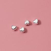 925 Sterling Silver Spacer Bead, Heart, plated, DIY, silver color, 3.60x3.30x2.60mm, Hole:Approx 1.2mm, Sold By PC