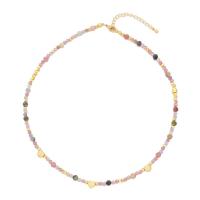 Pedra natural colar, with cobre, with 2inch extender chain, cromado de cor dourada, joias de moda & para mulher, comprimento Aprox 15.7 inchaltura, vendido por PC