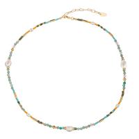 Ορείχαλκος Κολιέ, με Φυσική πέτρα, χρώμα επίχρυσο, κοσμήματα μόδας & για τη γυναίκα, Μήκος Περίπου 19.3 inch, Sold Με PC