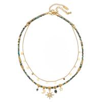 Naturstein Halskette, mit Messing & 304 Edelstahl, vergoldet, Modeschmuck & verschiedene Stile für Wahl & für Frau, Länge:ca. 15.9 ZollInch, verkauft von PC