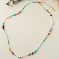 Titanium Steel Necklace with Natural Stone & Crystal with 2inch extender chain real gold plated Bohemian style & for woman Length Approx 18.9 Inch Sold By PC