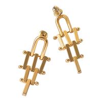 Brass Drop Earring Geometrical Pattern real gold plated & for woman & hollow Sold By Pair