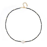 Brass Necklace, with Gemstone & Freshwater Pearl, with 2inch extender chain, gold color plated, different materials for choice & for woman, Length:Approx 17.7 Inch, Sold By PC