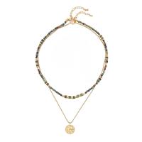 Natural Stone Necklace with Brass & 304 Stainless Steel gold color plated & for woman Sold By PC