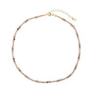 Messing Halskette, mit Naturstein, mit Verlängerungskettchen von 2inch, goldfarben plattiert, Bohemian-Stil & für Frau, Länge:ca. 16.1 ZollInch, verkauft von PC