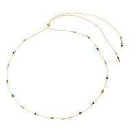 Naturstein Halskette, mit Messing, goldfarben plattiert, Bohemian-Stil & für Frau, Länge ca. 34.6 ZollInch, verkauft von PC