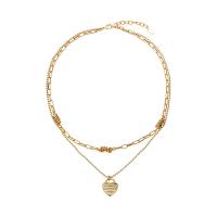 metal collar, con 2inch extender cadena, chapado en oro real, Doble capa & para mujer, longitud aproximado 18.9 Inch, aproximado 19.7 Inch, Vendido por UD