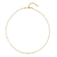 laiton collier, avec coquille, avec 2.36inch chaînes de rallonge, Placage de couleur d'or, bijoux de mode & pour femme, Longueur:Environ 15.5 pouce, Vendu par PC
