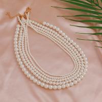Glass Pearl Halskæde, med Messing, med 2inch extender kæde, guldfarve belagt, mode smykker & forskellig størrelse for valg & for kvinde, Solgt af PC