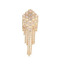 Brass Tassel Earring Geometrical Pattern gold color plated fashion jewelry & micro pave cubic zirconia & for woman Sold By Pair
