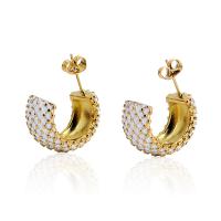 Titanium Steel Stud Earring 18K gold plated for woman & enamel Sold By Pair