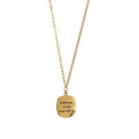 Titanium Steel Necklace with 2inch extender chain Geometrical Pattern 18K gold plated sideways chain & with letter pattern & for woman Length Approx 15.7 Inch Sold By PC