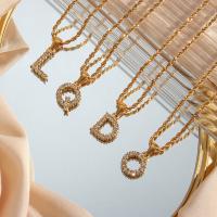 Edelstahl Schmuck Halskette, 304 Edelstahl, Modeschmuck & unisex & verschiedene Stile für Wahl & Micro pave Zirkonia, goldfarben, Länge:ca. 45 cm, verkauft von PC