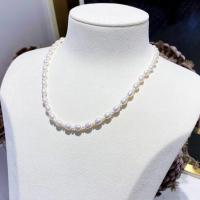 Freshwater Pearl Brass Chain Necklace, Pérolas de água doce, with cobre, with 8cm extender chain, joias de moda & Vario tipos a sua escolha & para mulher, branco, comprimento Aprox 36 cm, vendido por PC