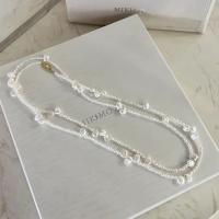 Sladkovodní Pearl svetr řetěz náhrdelník, s Slitina mědi, 14K plněné zlatem, módní šperky & pro ženy, bílý, 3-4mm, Délka Cca 100 cm, Prodáno By PC