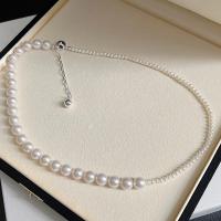 Freshwater Pearl Mässing Chain Necklace, med Kopparlegering, med 5cm extender kedja, 14K guldfyllt, mode smycken & för kvinna, vit, Längd Ca 40 cm, Säljs av PC