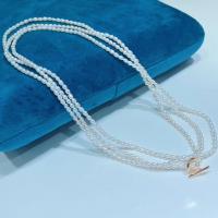 Freshwater Pearl Sweater Chain Necklace with Copper Alloy fashion jewelry & for woman white 3.8-4.8mm Sold By PC