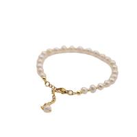 Freshwater Cultured Pearl Bracelet Titanium Steel with Freshwater Pearl with 3.5cm extender chain real gold plated fashion jewelry & for woman golden nickel lead & cadmium free Sold Per 16 cm Strand