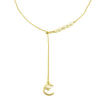 Freshwater Pearl Brass Chain Necklace, cobre, with Pérolas de água doce, banhado a ouro genuino, joias de moda & para mulher, dourado, comprimento 56 cm, vendido por PC