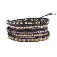 Fashion Bracelet & Bangle Jewelry Hematite with 304 Stainless Steel Chain & Wax Cord & Crystal & Zinc Alloy Vacuum Ion Plating fashion jewelry & multilayer & Bohemian style & Unisex mixed colors Length Approx 85 cm Sold By PC