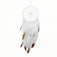 Fashion Dream Catcher, Feather, with Polyamide & Wood & Iron, for home and office & fashion jewelry, white, 700mm, Sold By PC