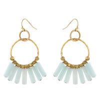 Natural Gemstone Earrings ​Amazonite​ with Brass gold color plated fashion jewelry & for woman light blue Sold By Pair