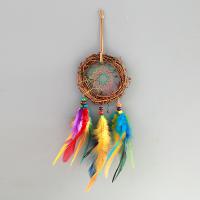 Fashion Dream Catcher, Feather, with Rattan & Wood, for home and office & fashion jewelry, rainbow colors, 35-40cm, Sold By PC