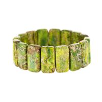 Gemstone Bracelets Impression Jasper Rectangle fashion jewelry & Unisex green Length Approx 18 cm Sold By PC