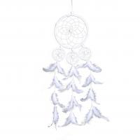 Fashion Dream Catcher, Feather, with Flocking Fabric & Wood, for home and office & fashion jewelry, white, 600mm, Sold By PC