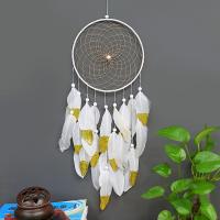 Fashion Dream Catcher, Feather, with Polyamide & Wood & Iron, for home and office & fashion jewelry, white, 65-70cm, Sold By PC