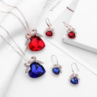 Zinc Alloy Jewelry Sets earring & necklace with 1.97inch extender chain plated 2 pieces & micro pave cubic zirconia & for woman nickel lead & cadmium free 38*38mm 40mm Length Approx 17.72 Inch Sold By Set