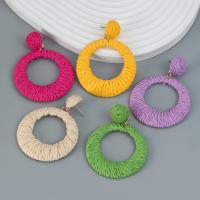 Boucles d'oreilles en alliage de zinc, avec Rafidah+Grass, bijoux de mode & pour femme, plus de couleurs à choisir, protéger l'environnement, sans nickel, plomb et cadmium, 63x46mm, Vendu par paire