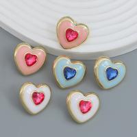 Zinc Alloy Stud Earring with acrylic rhinestone Heart fashion jewelry & for woman & enamel nickel lead & cadmium free Sold By Pair