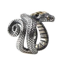 Модные кольца, цинковый сплав, Змея, ювелирные изделия моды & Мужский, серебряный, не содержит никель, свинец, продается PC