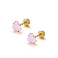 Titanium Steel  Earring, Heart, fashion jewelry & for woman & enamel, more colors for choice, 6.3*5.5mm,4mm, Sold By PC