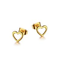 Titan Stahl Ohrring, Titanstahl, Herz, plattiert, Modeschmuck & für Frau, goldfarben, verkauft von PC