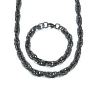 Conjuntos de joyería de acero inoxidable, pulsera & collar, acero inoxidable 304, diferentes estilos para la opción & para hombre, Negro, 9mm, Vendido por UD