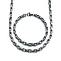 Rustfrit stål smykker sæt, armbånd & halskæde, 304 rustfrit stål, mode smykker & forskellige stilarter for valg & for mennesket, sort, 5mm, Solgt af PC