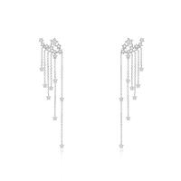 Fashion Fringe Earrings Brass with Glass Rhinestone Star platinum color plated fashion jewelry & for woman nickel lead & cadmium free Sold By Pair