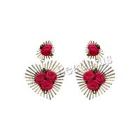 Zinc Alloy Drop Earrings with Cloth Flower plated fashion jewelry nickel lead & cadmium free Sold By Pair