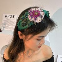 Hair Bands Cloth Flower fashion jewelry & with rhinestone green Sold By PC