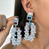 Ohrring Schmuck, Acetat-Blatt, mit ABS-Kunststoff-Perlen & Stoff, Blume, Modeschmuck, keine, frei von Nickel, Blei & Kadmium, 42x97mm, verkauft von Paar